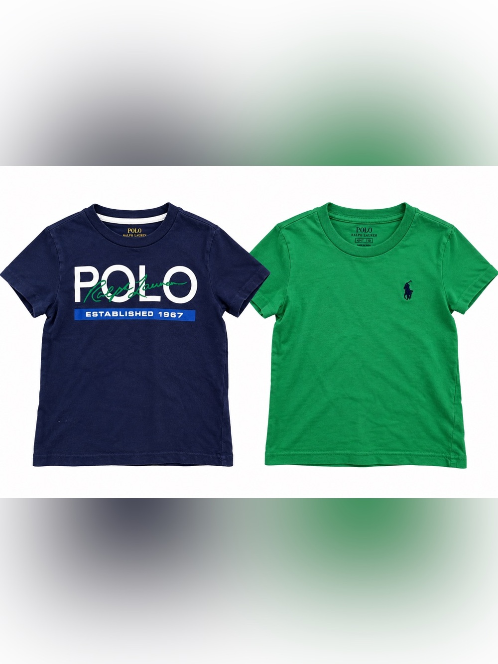 Polo Ralph Lauren Boys 4T T-Shirt Lot Navy Green Pony Logo Graphic Tees
